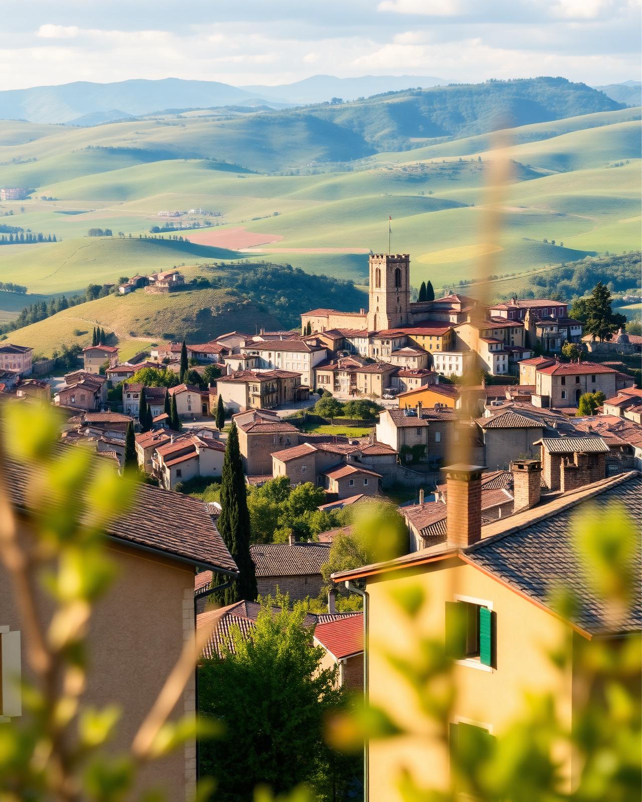 Castelfidardo, centro storico sulla collina e campagna marchigiana